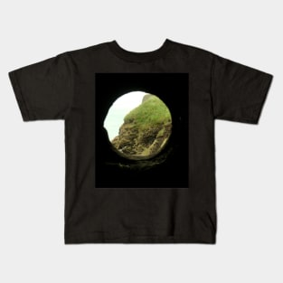 Cliff Side Through a Stone Window - Dunnottar Castle Kids T-Shirt